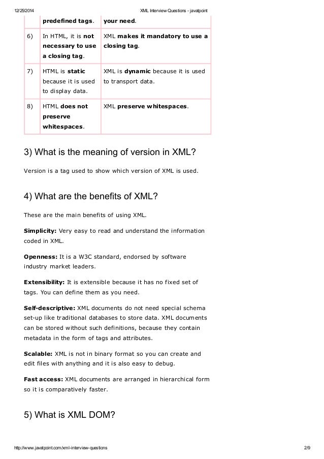 XML Interview Questions And Answers